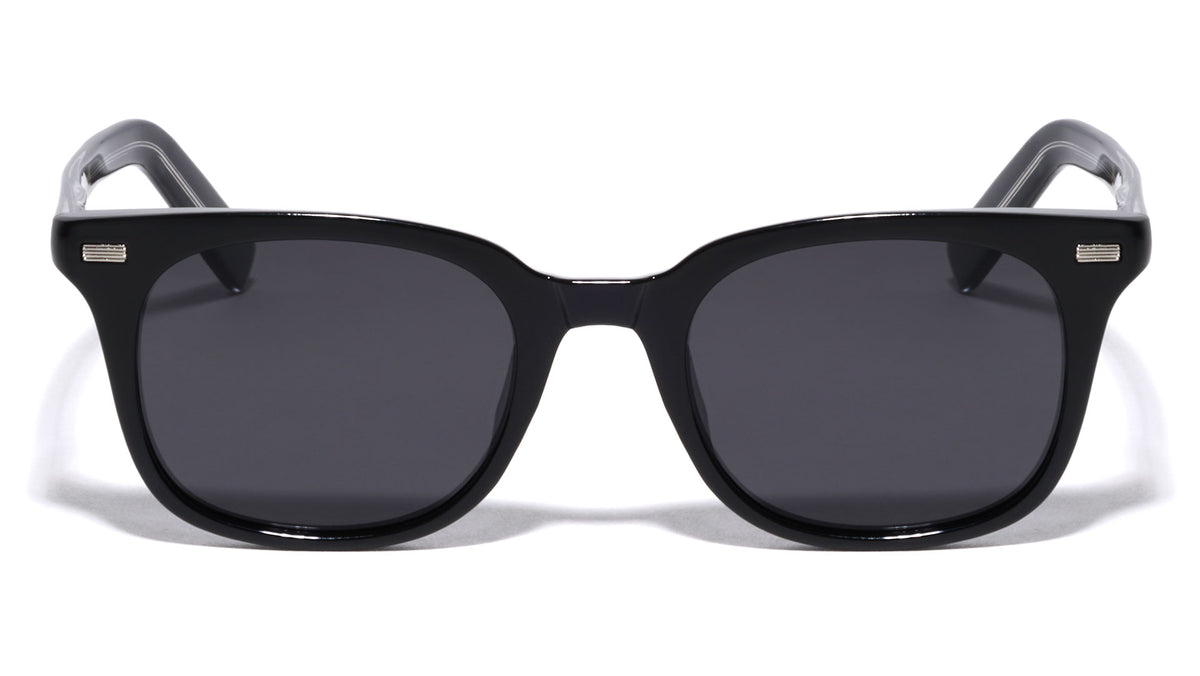 Polarized Premium Quality Black Acetate Frame Nickel Wire Classic Square Wholesale Sunglasses (sold by 1/2 dozen per order)