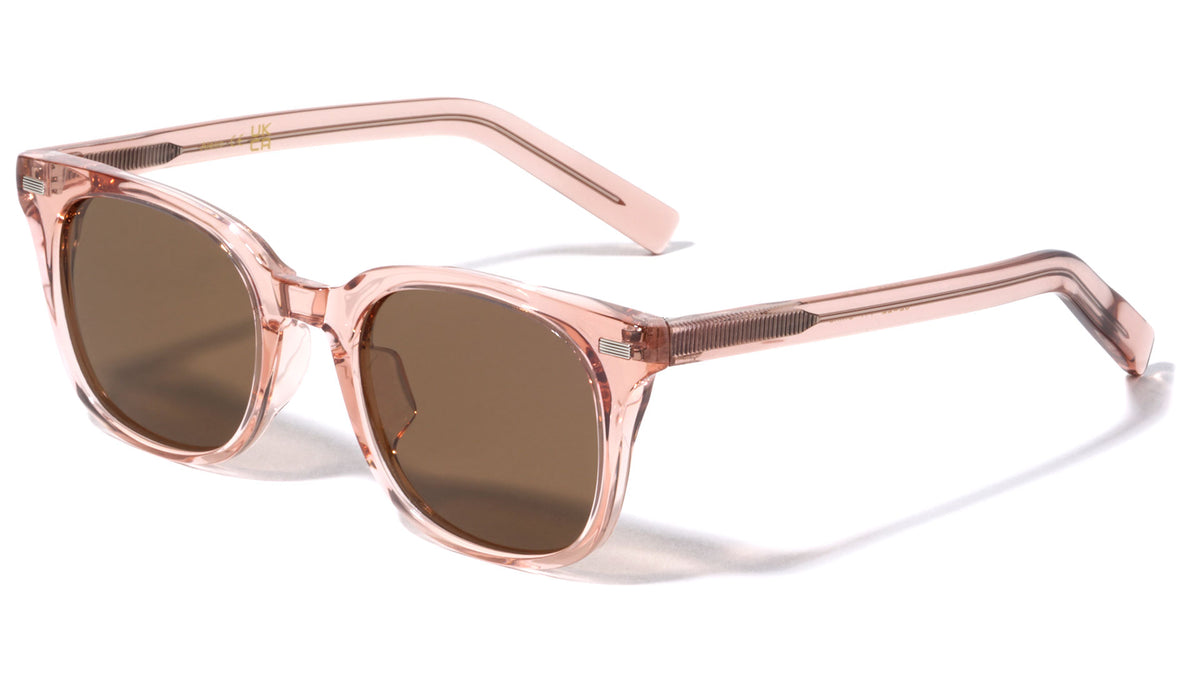 Polarized Premium Quality Brown Acetate Frame Nickel Wire Classic Square Wholesale Sunglasses (sold by 1/2 dozen per order)