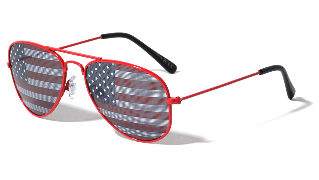 Kids American Flag Aviators Wholesale Bulk Sunglasses - Frontier