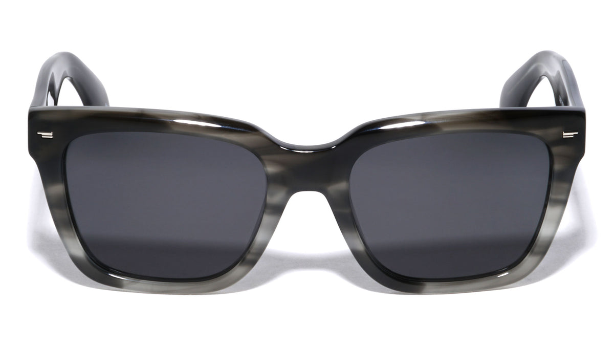Polarized Premium Quality Brown Stripe Acetate Frame Nickel Wire Classic Square Wholesale Sunglasses (sold by 1/2 dozen per order)