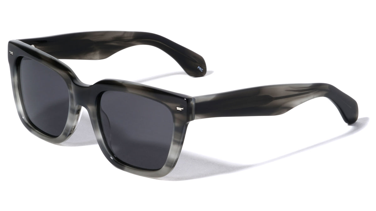 Polarized Premium Quality Brown Stripe Acetate Frame Nickel Wire Classic Square Wholesale Sunglasses (sold by 1/2 dozen per order)