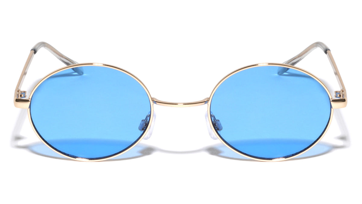 Blue Lens Retro Rounded Oval Wholesale Sunglasses