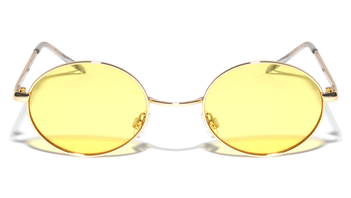 Yellow Lens Retro Rounded Oval Wholesale Sunglasses