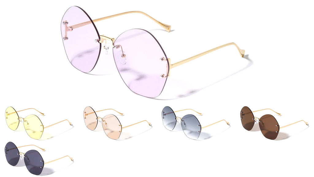 M10913 Rimless Round Wholesale Sunglasses - Frontier Fashion, Inc