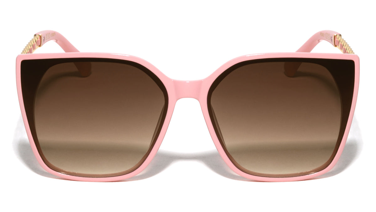 Chain Temple Color Line Fashion Cat Eye Wholesale Sunglasses