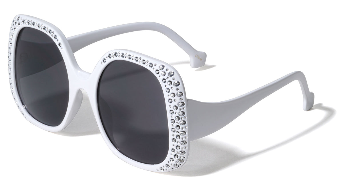 Oversized Faux Rhinestone Inverted Butterfly Wholesale Sunglasses