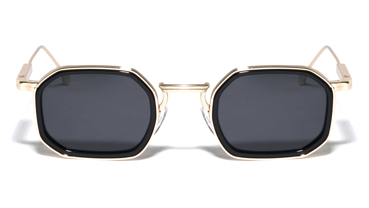 Polarized Premium Quality Black Acetate Frame Nickel Wire Geometric Wholesale Sunglasses (sold by 1/2 dozen per order)