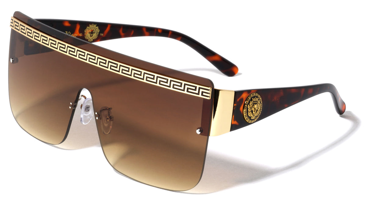 KLEO Rimless One Piece Shield Flat Top Wholesale Sunglasses
