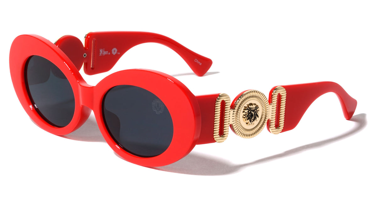 KLEO Side Coin Emblem Retro Oval Wholesale Sunglasses