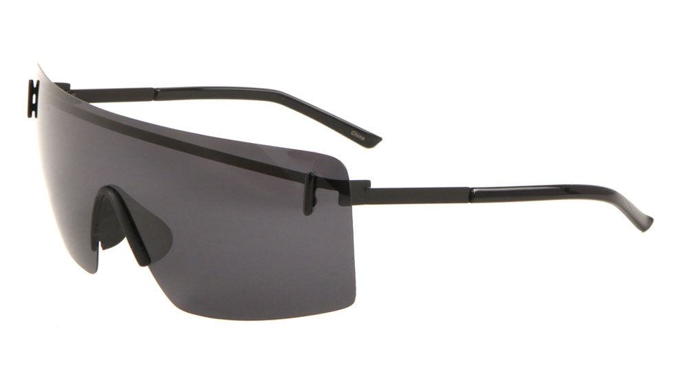 Small Rimless Shield Solid One Piece Lens Wholesale Bulk Sunglasses Frontier Fashion Inc 1261