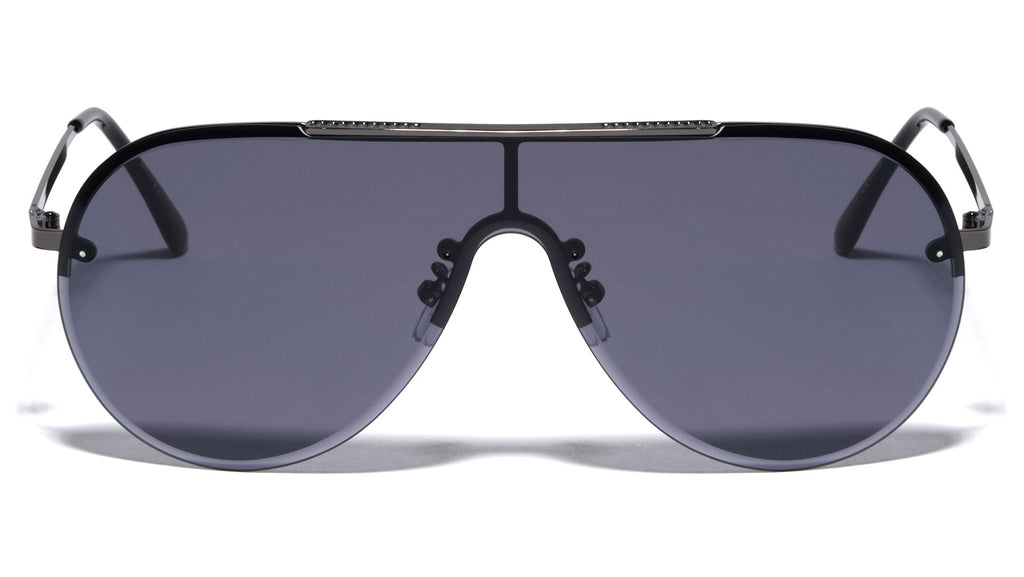 M10868 Oversized Rimless One Piece Shield Wholesale Sunglasses