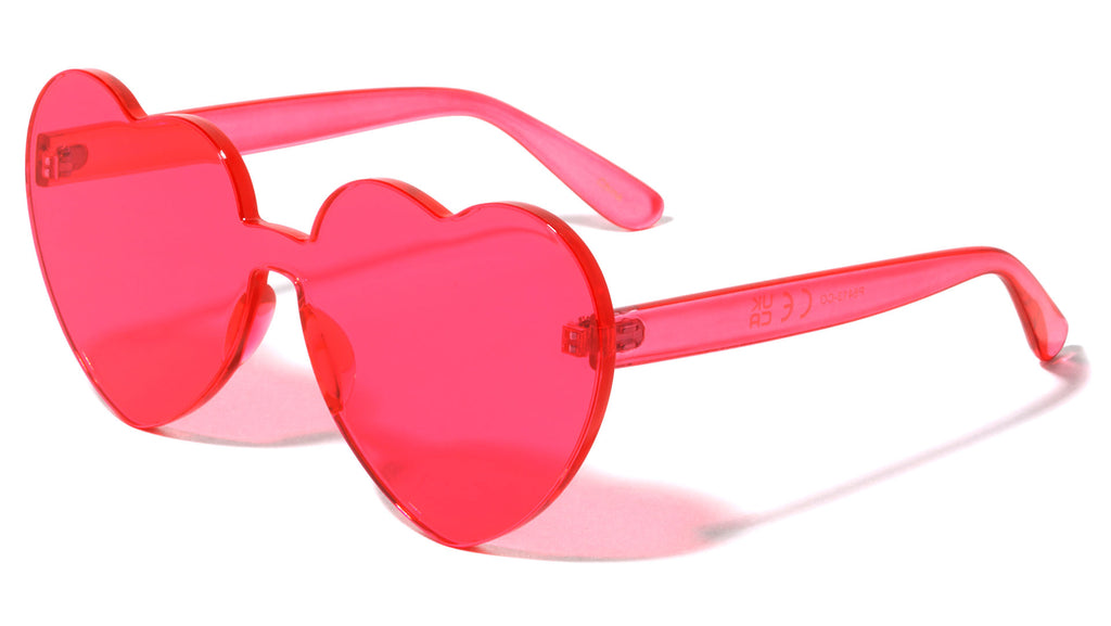 Rimless Solid One Piece Color Heart Sunglasses Wholesale