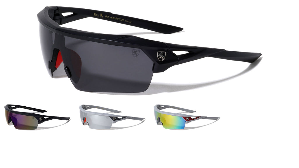 Khan Polarized Semi Rimless Sport Wrap Around Sunglasses –