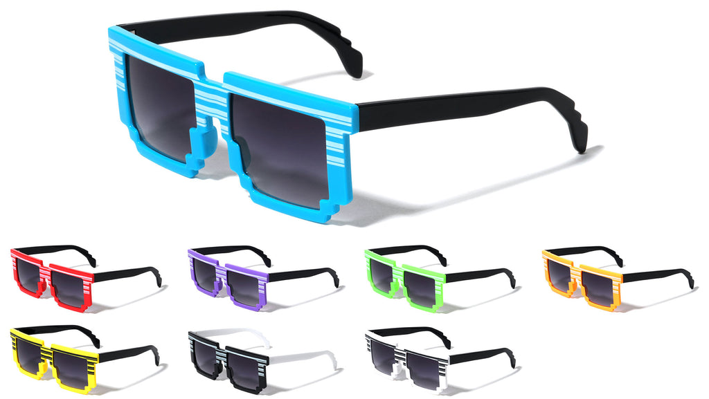 Blocks Square Pixel Crystal Color Mirror Party Glasses - Frontier Fashion,  Inc.