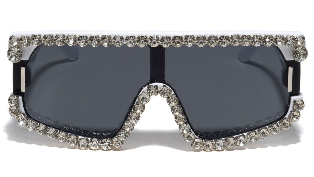 Dot Studded Frontal Demi Accent Rectangle Wholesale Sunglasses