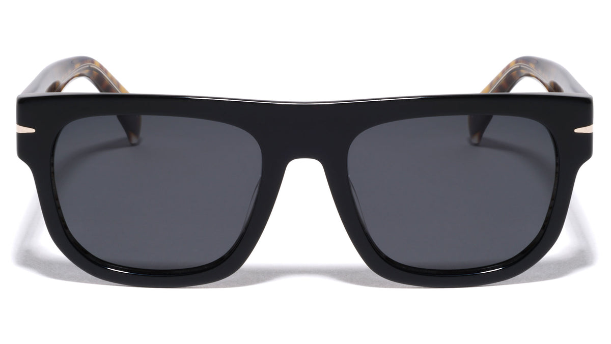 Polarized Premium Quality Acetate Frame Nickel Wire Flat Top Classic Square Wholesale Sunglasses (sold by 1/2 dozen per order)