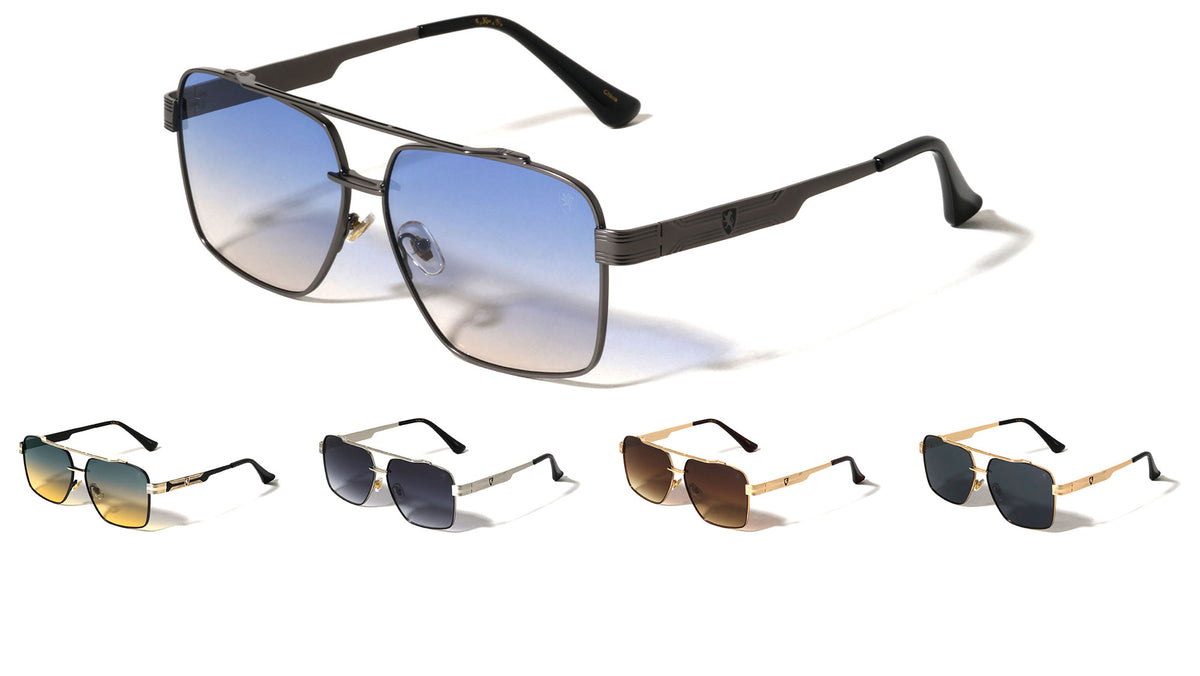 KHAN Art Deco Accent Modern Square Aviators Wholesale Sunglasses