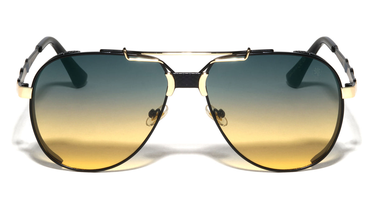 KHAN Art Deco Accent Frame Modern Tear Aviators Wholesale Sunglasses