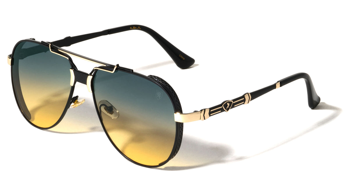 KHAN Art Deco Accent Frame Modern Tear Aviators Wholesale Sunglasses