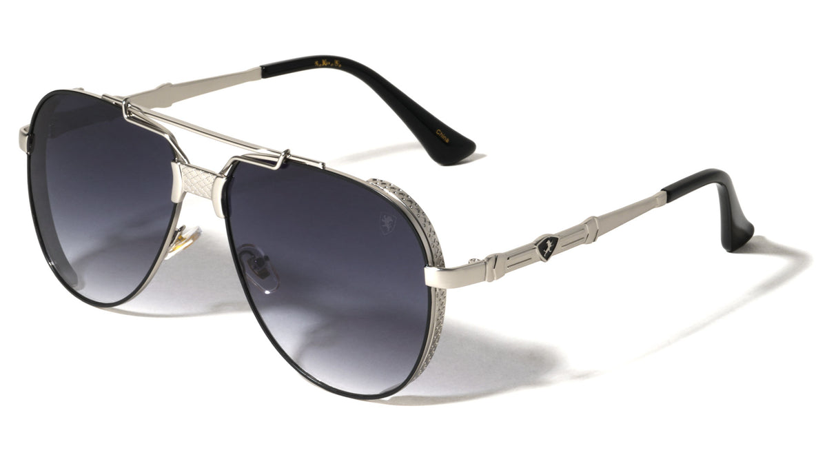 KHAN Art Deco Accent Frame Modern Tear Aviators Wholesale Sunglasses