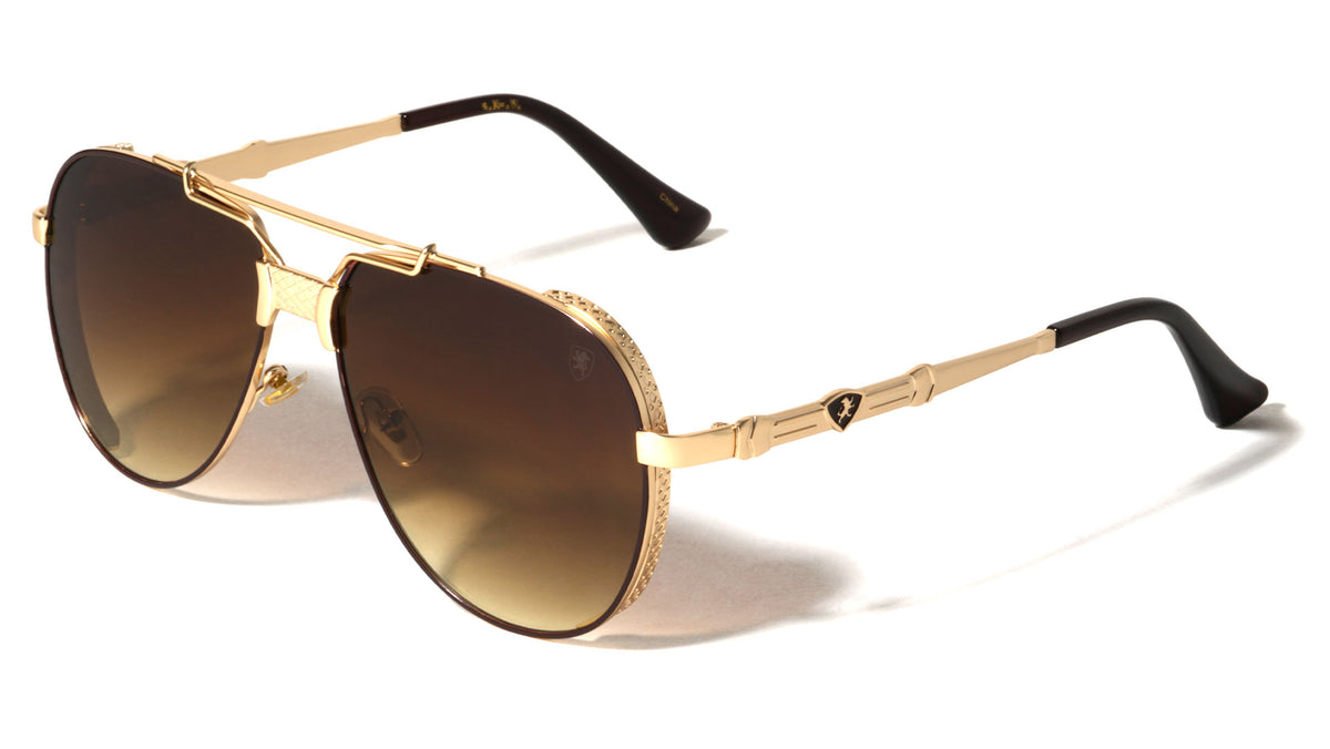 KHAN Art Deco Accent Frame Modern Tear Aviators Wholesale Sunglasses
