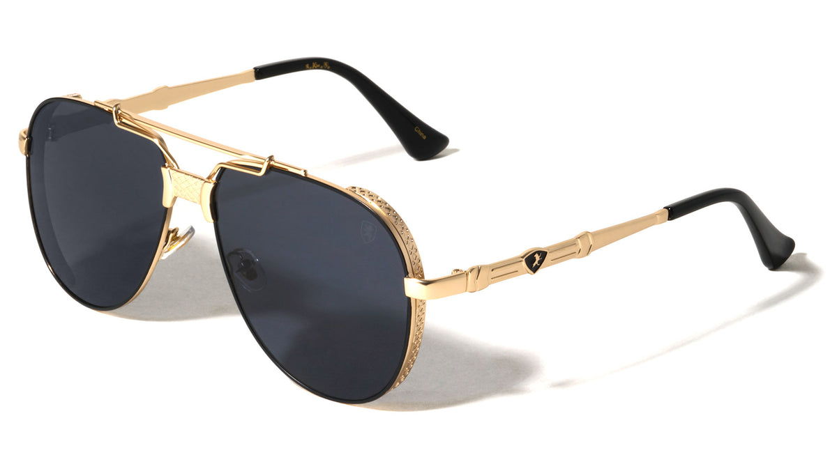 KHAN Art Deco Accent Frame Modern Tear Aviators Wholesale Sunglasses