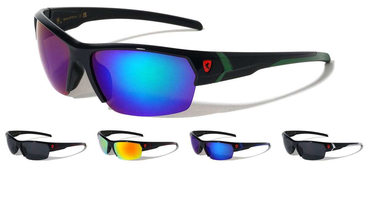 KHAN Semi-Rimless Color Accent Sports Sunglasses Wholesale