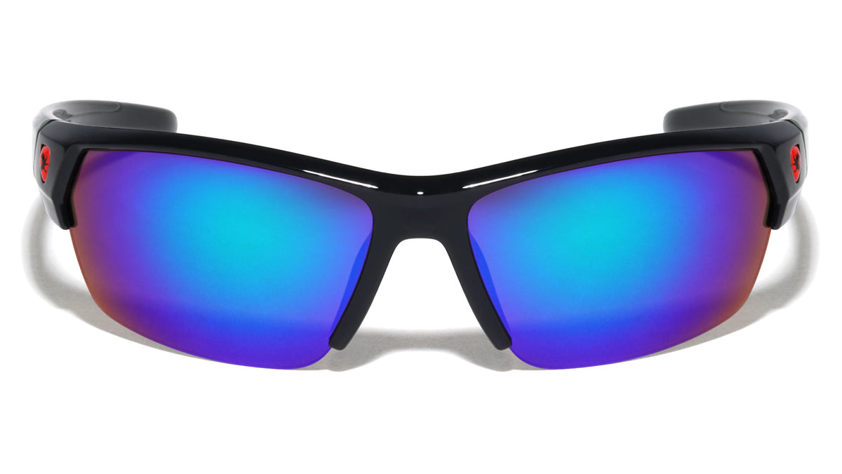 KHAN Semi-Rimless Color Accent Sports Sunglasses Wholesale