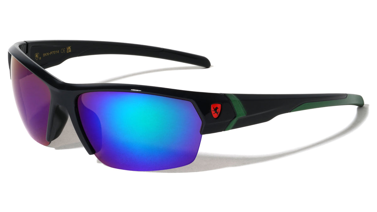 KHAN Semi-Rimless Color Accent Sports Sunglasses Wholesale