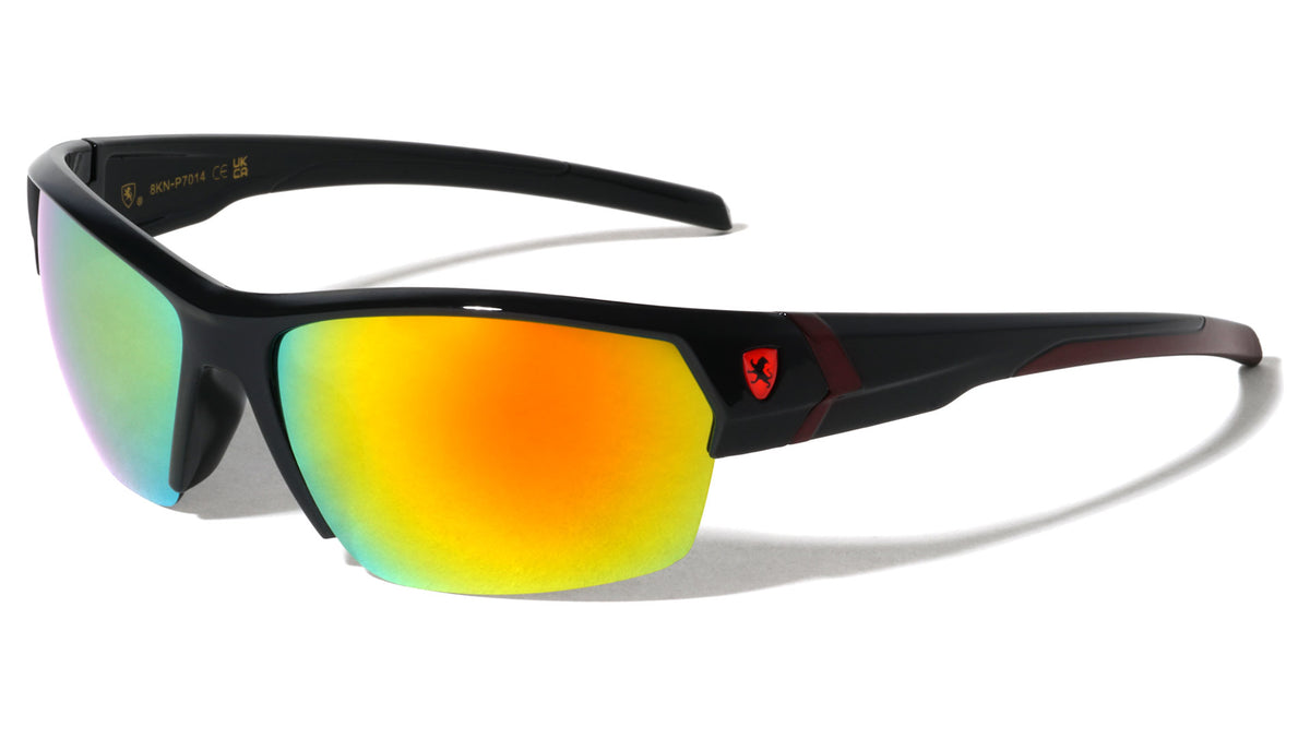 KHAN Semi-Rimless Color Accent Sports Sunglasses Wholesale