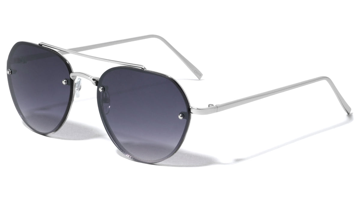 Rimless Color Mirror Aviators Wholesale Bulk Sunglasses