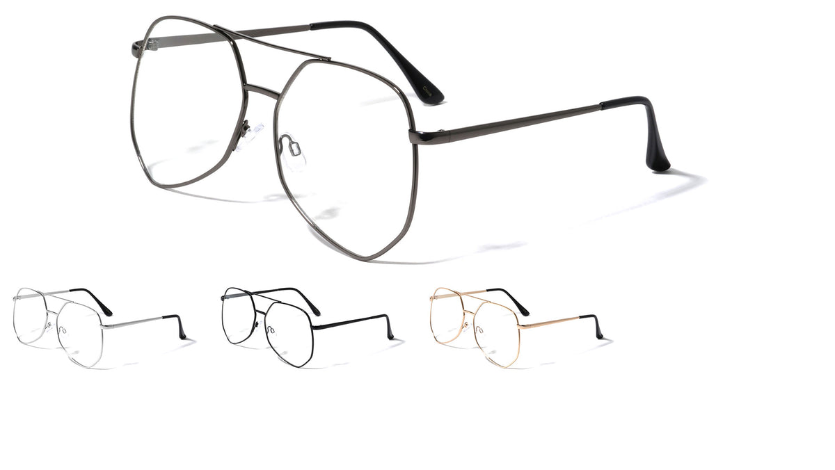 Angled Clear Lens Aviators Wholesale Bulk Glasses