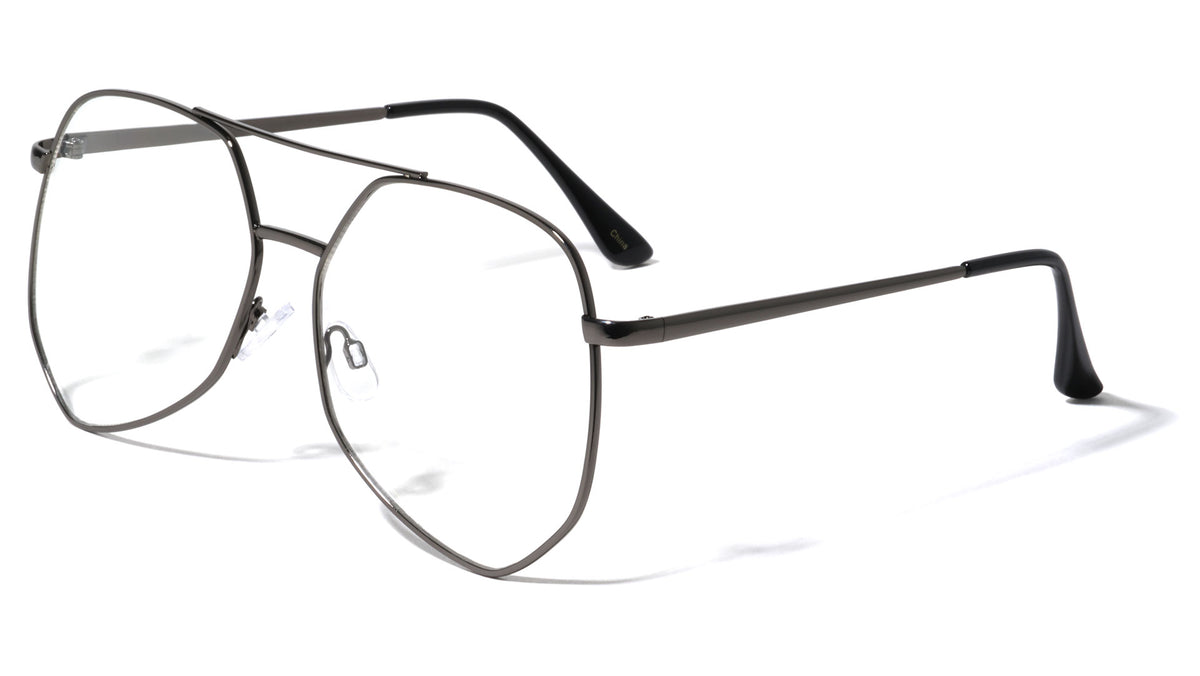 Angled Clear Lens Aviators Wholesale Bulk Glasses