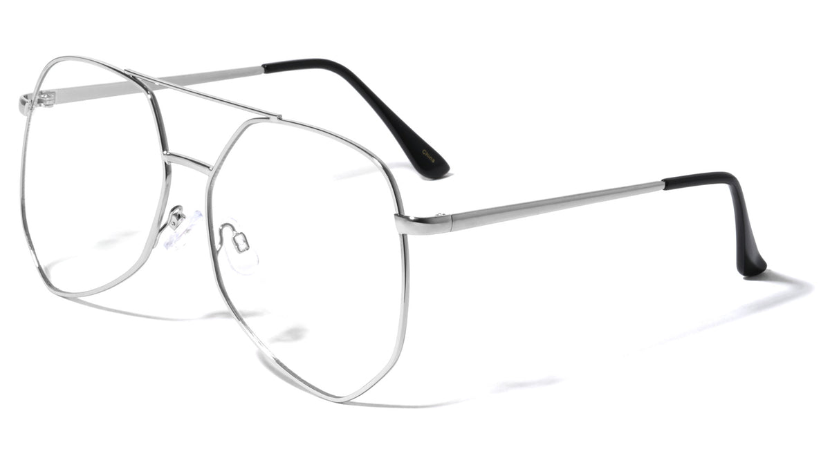 Angled Clear Lens Aviators Wholesale Bulk Glasses