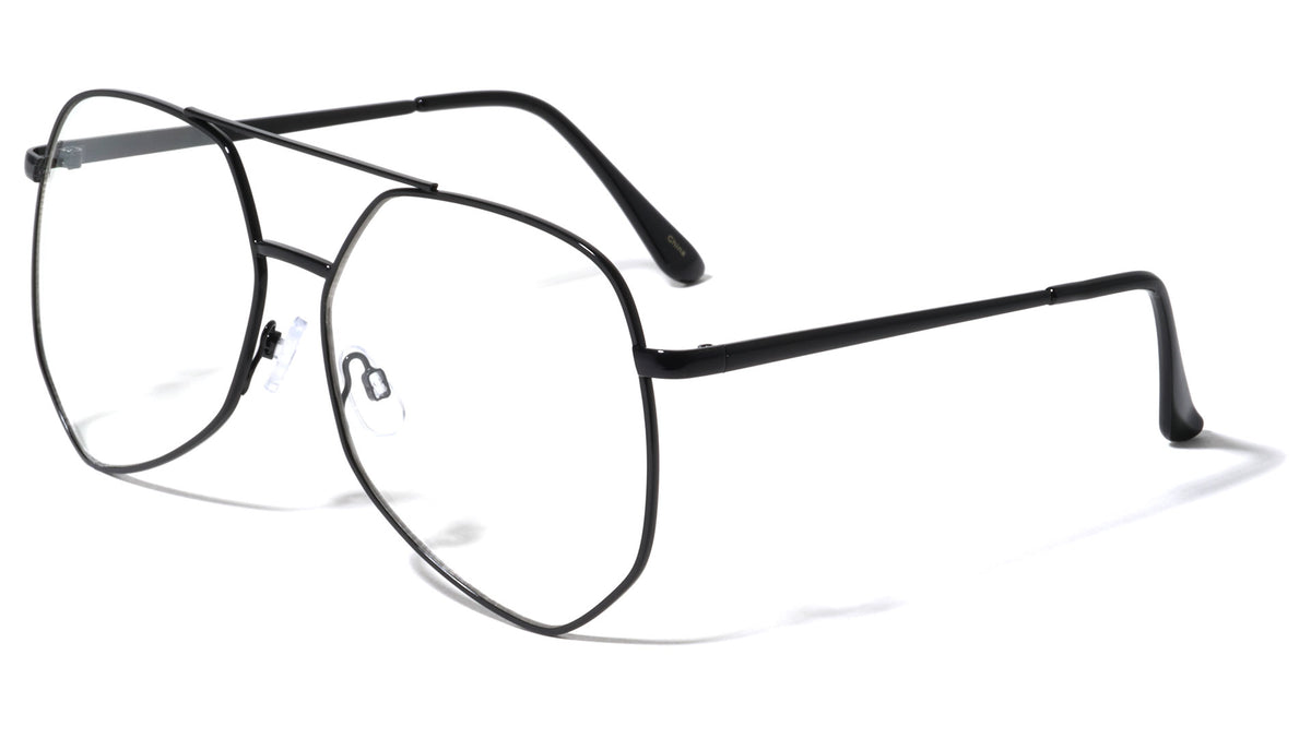 Angled Clear Lens Aviators Wholesale Bulk Glasses