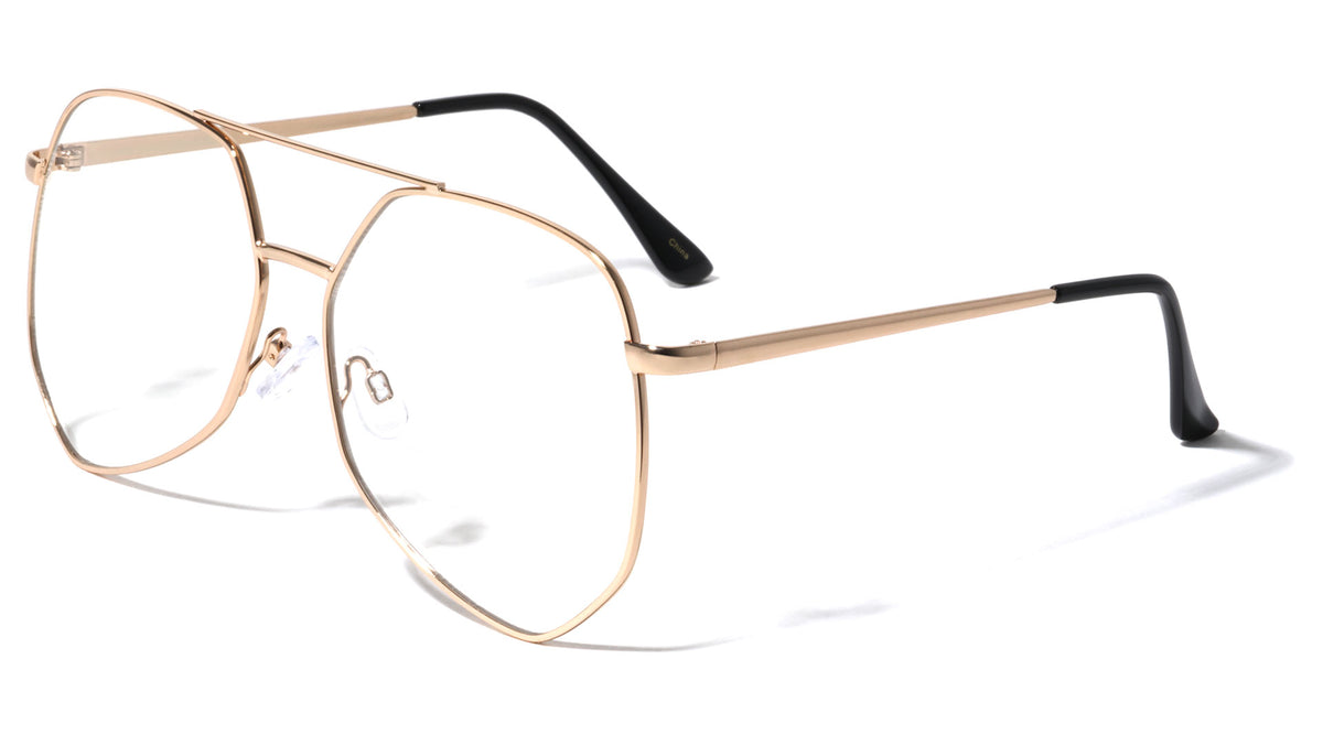 Angled Clear Lens Aviators Wholesale Bulk Glasses
