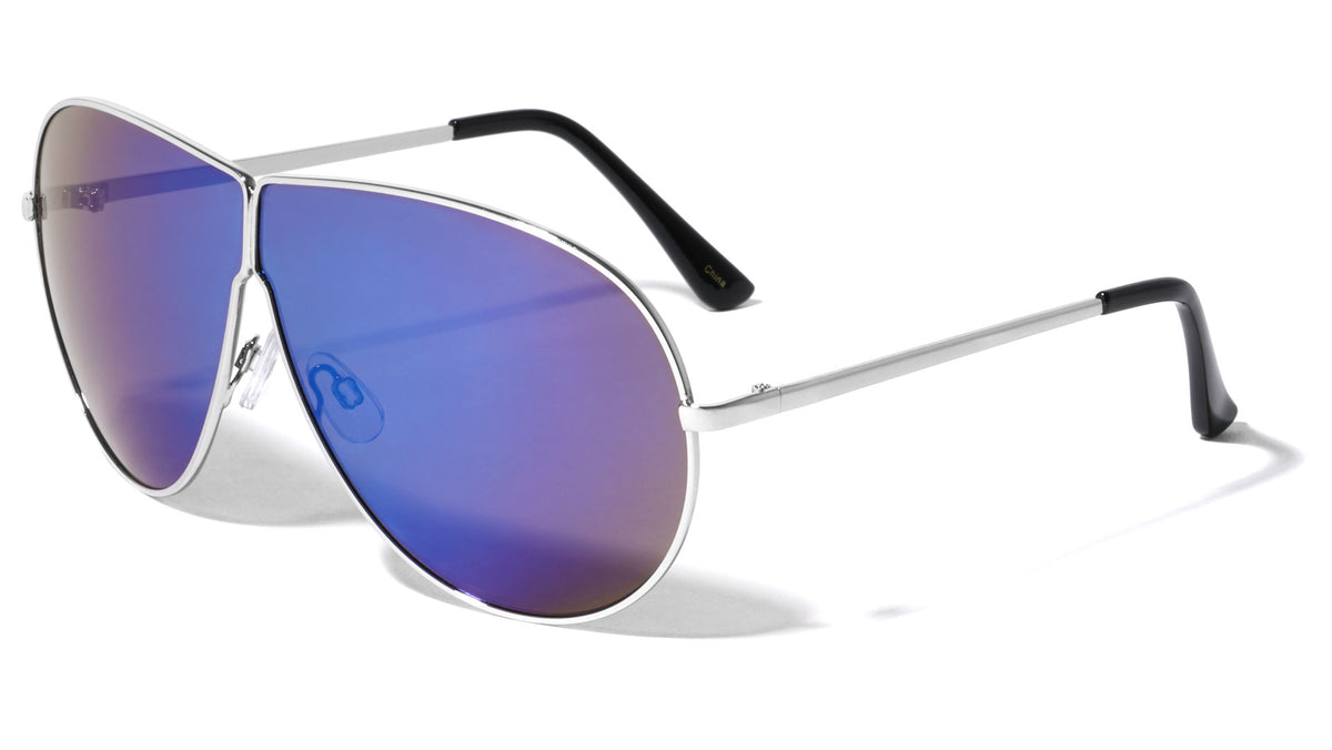 Large Lens Color Mirror Aviators Wholesale Bulk Sunglasses