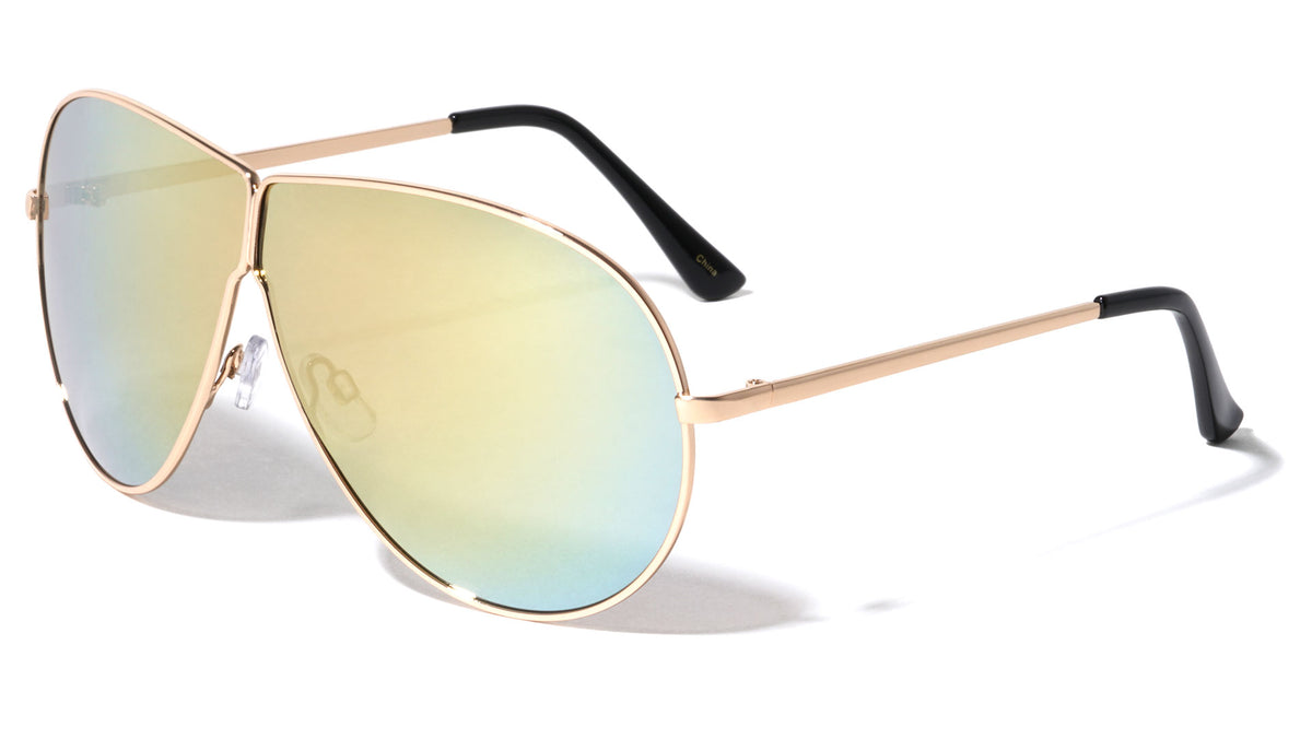 Large Lens Color Mirror Aviators Wholesale Bulk Sunglasses