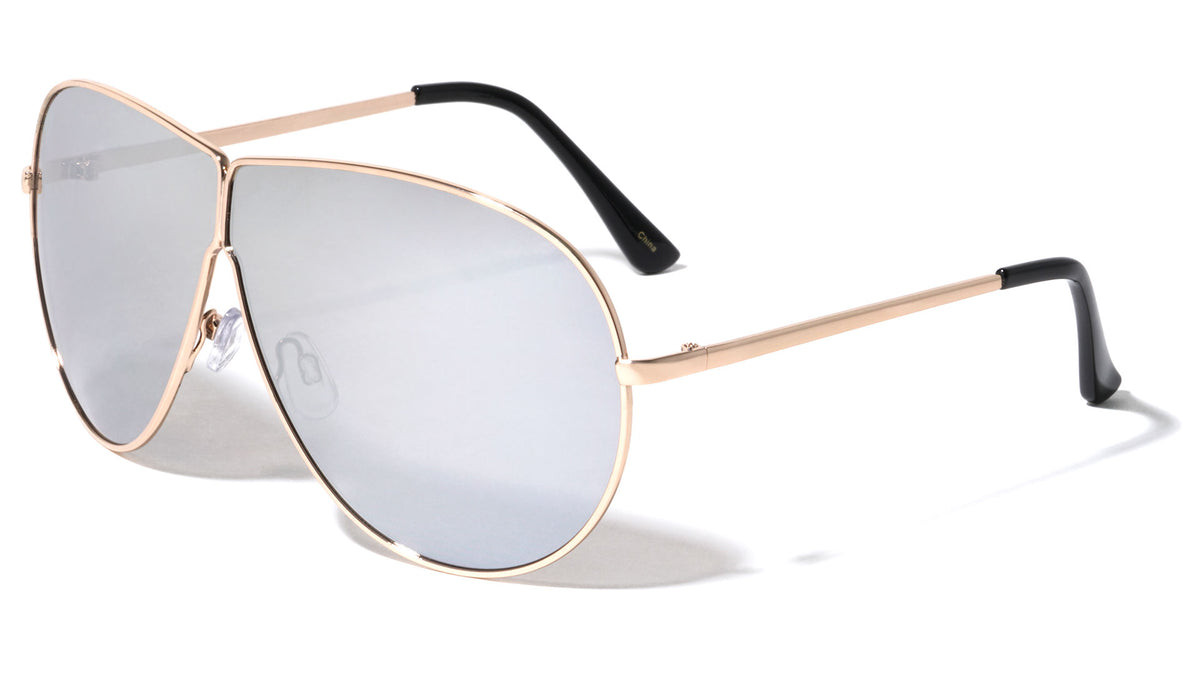 Large Lens Color Mirror Aviators Wholesale Bulk Sunglasses