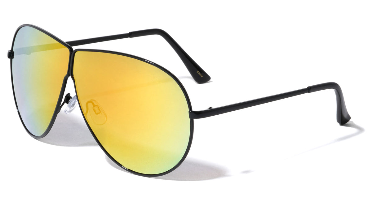 Large Lens Color Mirror Aviators Wholesale Bulk Sunglasses