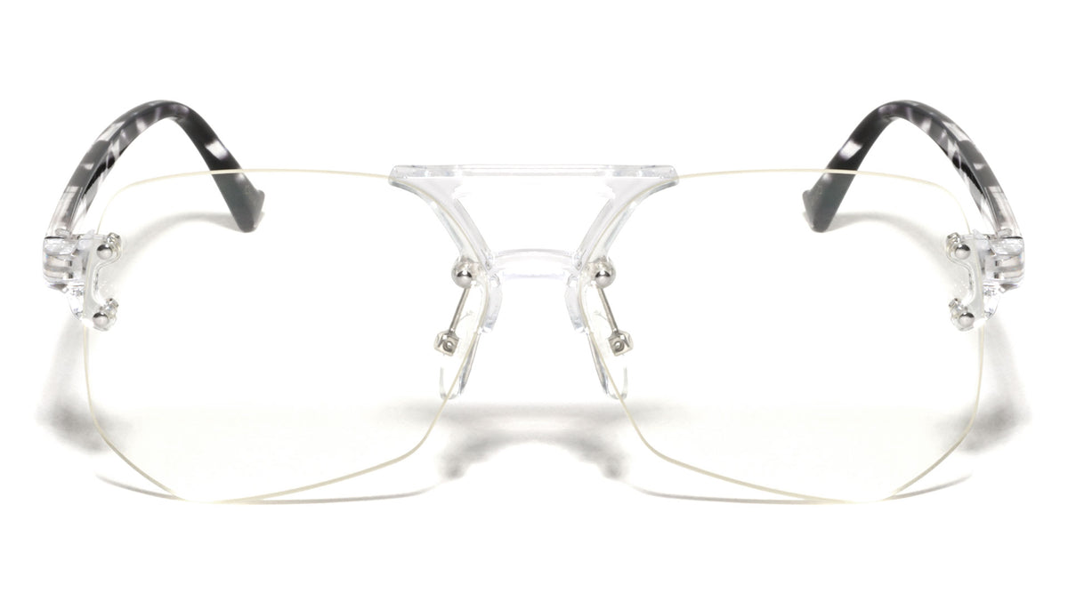 Rimless Angled Clear Lens Aviators Wholesale Bulk Glasses