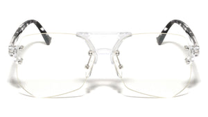 Rimless Angled Clear Lens Aviators Wholesale Bulk Glasses