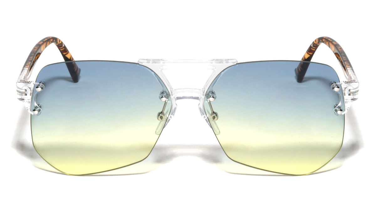 Rimless Oceanic Color Aviators Wholesale Bulk Sunglasses