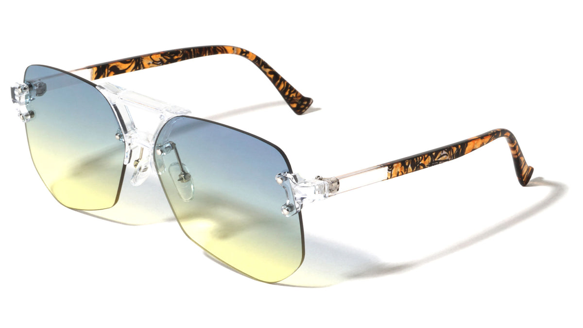 Rimless Oceanic Color Aviators Wholesale Bulk Sunglasses