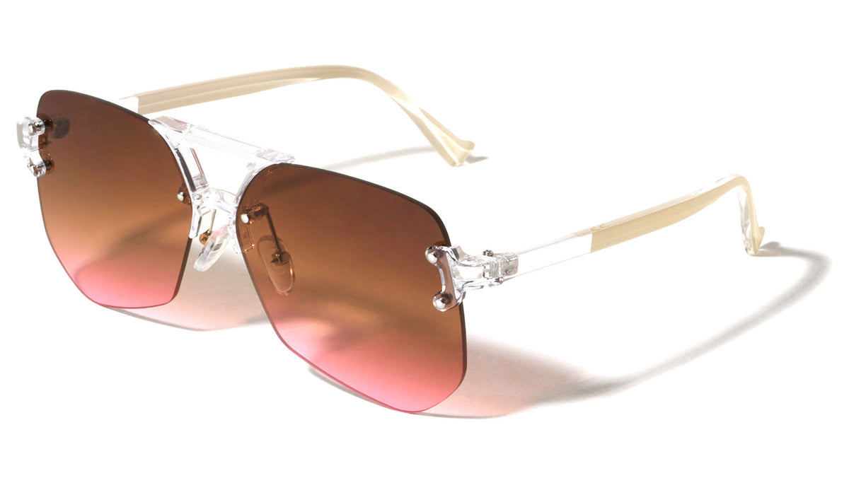 Rimless Oceanic Color Aviators Wholesale Bulk Sunglasses