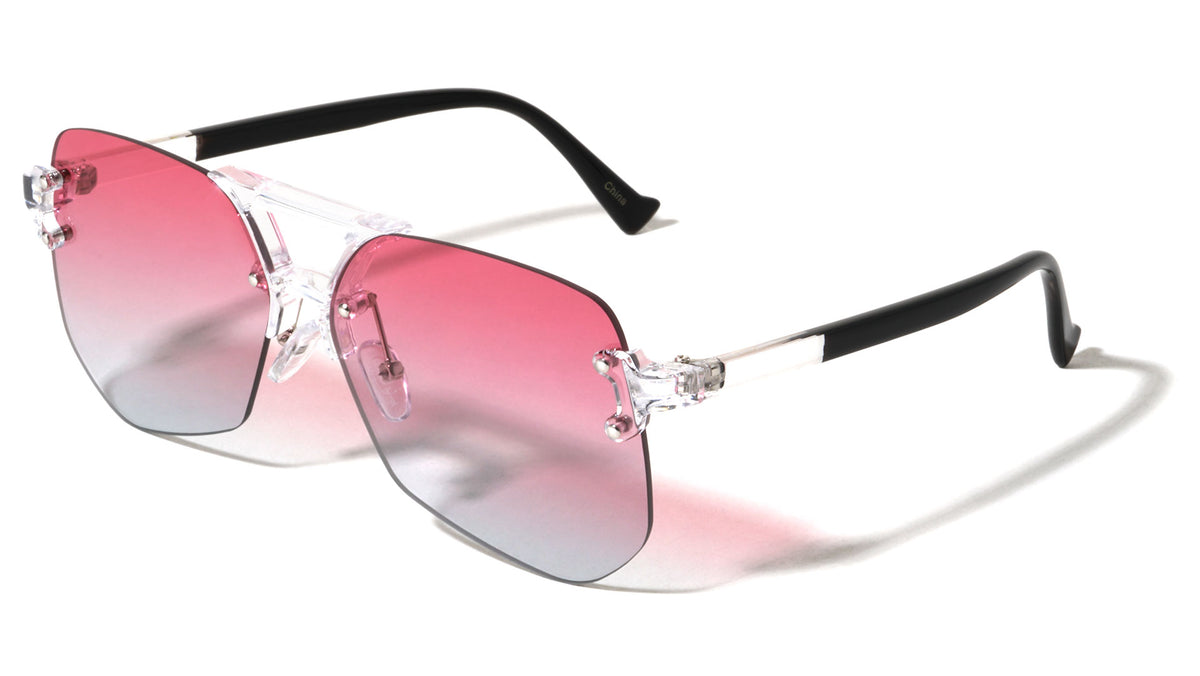 Rimless Oceanic Color Aviators Wholesale Bulk Sunglasses
