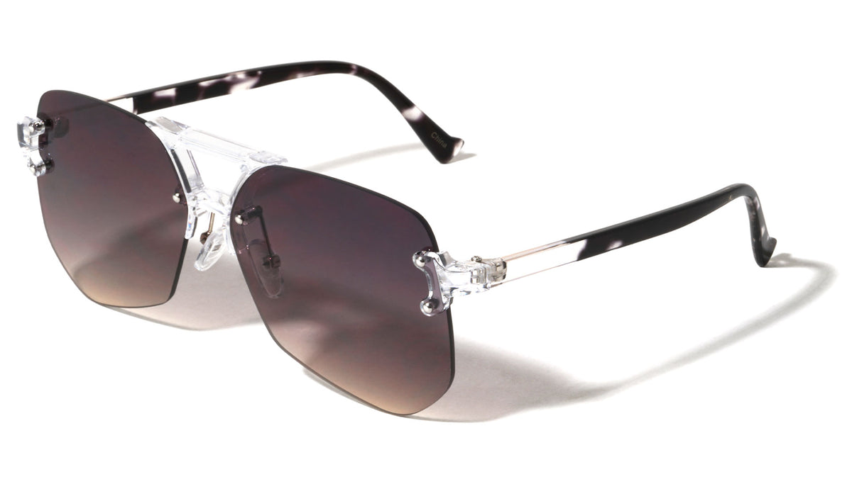 Rimless Oceanic Color Aviators Wholesale Bulk Sunglasses