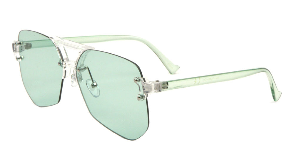 Rimless Color Lens Aviators Wholesale Bulk Sunglasses
