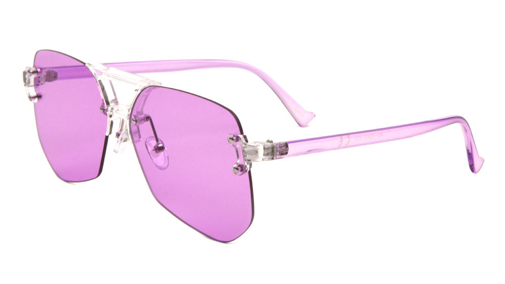 Rimless Color Lens Aviators Wholesale Bulk Sunglasses