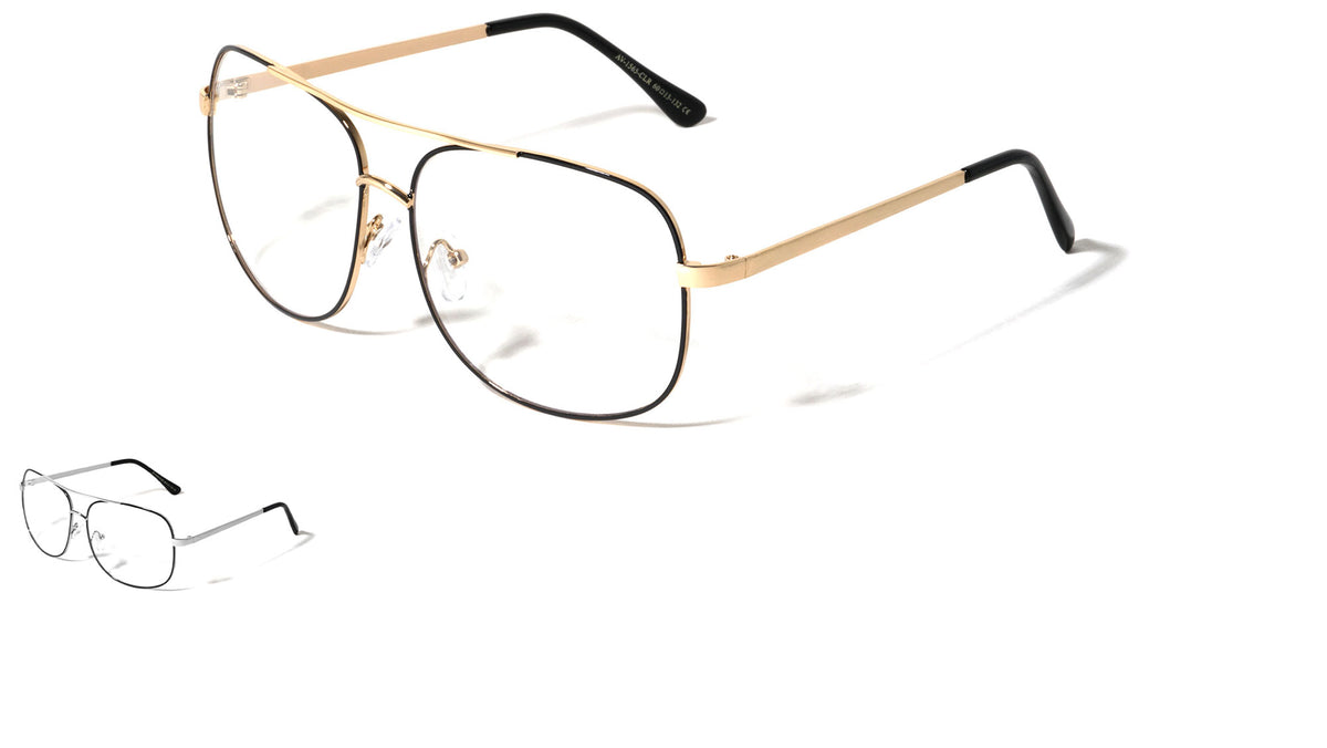 Squared Aviators Clear Lens Wholesale Bulk Glasses